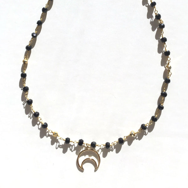 BLACK & GOLD MOON NECKLACE